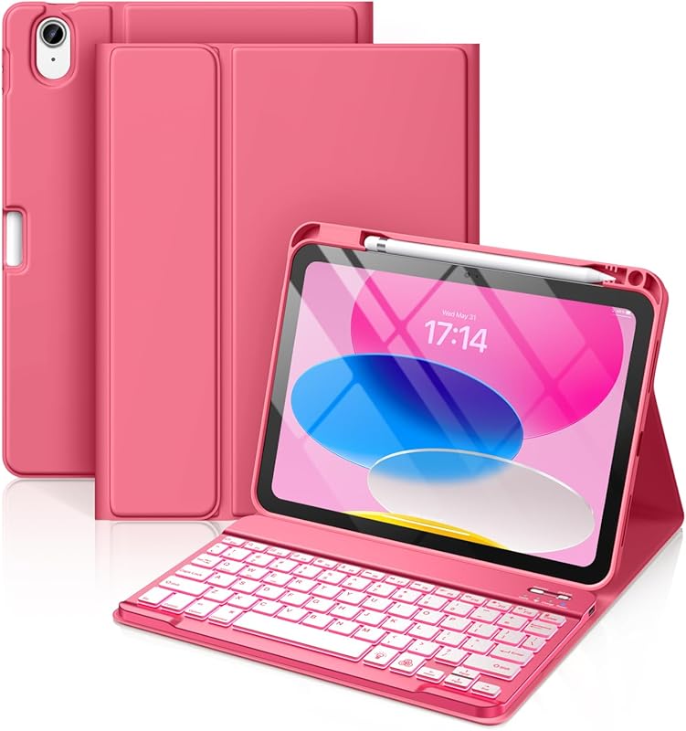 Hamile iPad Keyboard Case for 11th/10th Gen: Wireless Detachable Folio