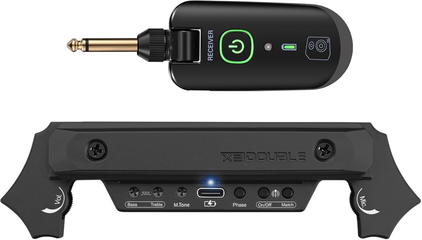 Wireless Rechargeable Acoustic Guitar Pickup: Magnetic and Microphone 