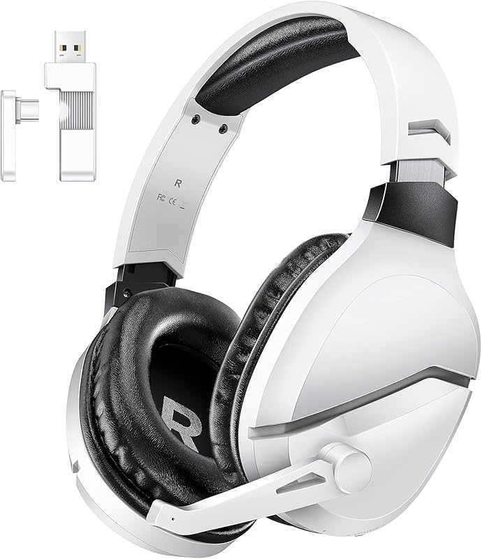 Wireless Gaming Headset with Noise Canceling Mic for PS5, PC, PS4, 2.4