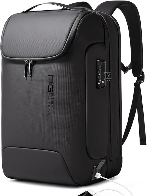 BANGE Men's Anti-Theft Waterproof Travel High Tech Backpack USB3.0 Cha