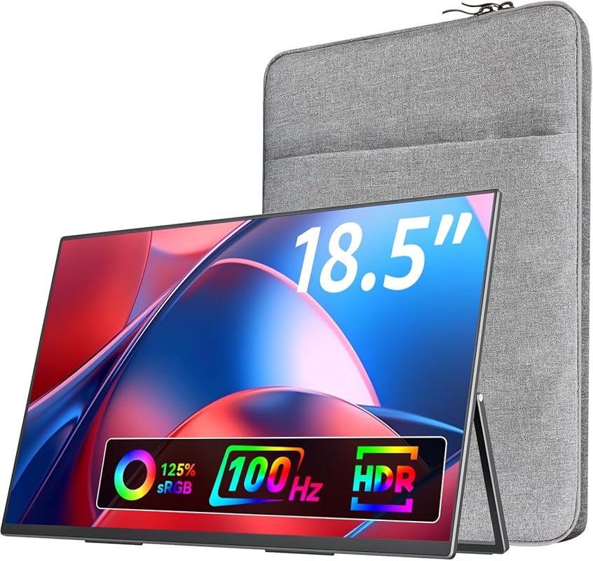 VisionOwl 18.5-inch Portable Monitor: IPS USB-C/HDMI, Built-in Kicksta