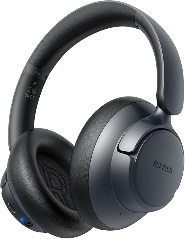 BERIBES Upgraded Hybrid ANC Bluetooth Headphones: Transparent Mode, 70