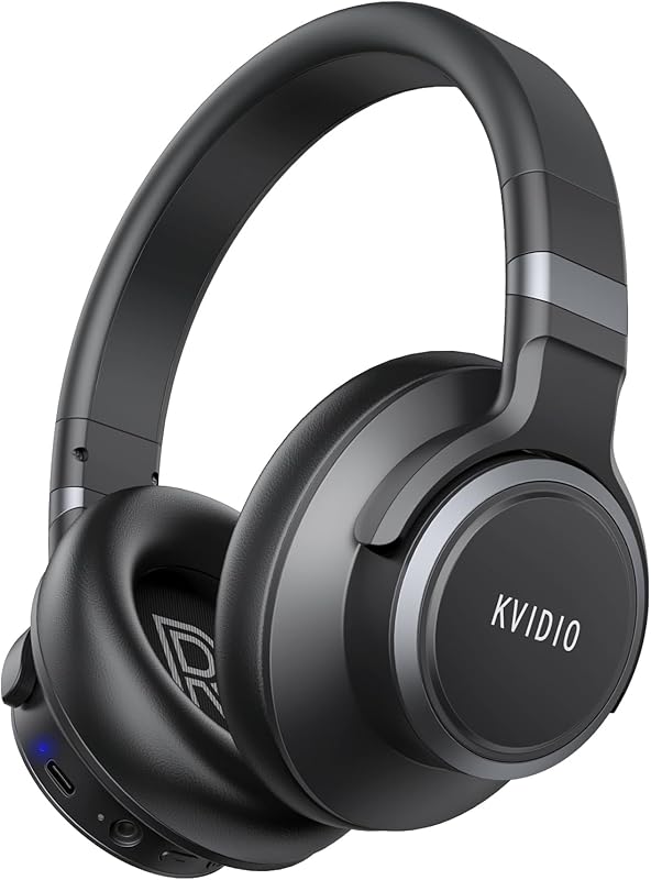 KVIDIO ANC Headphones with 70H Playtime, Bluetooth Wireless, Mic, Tran