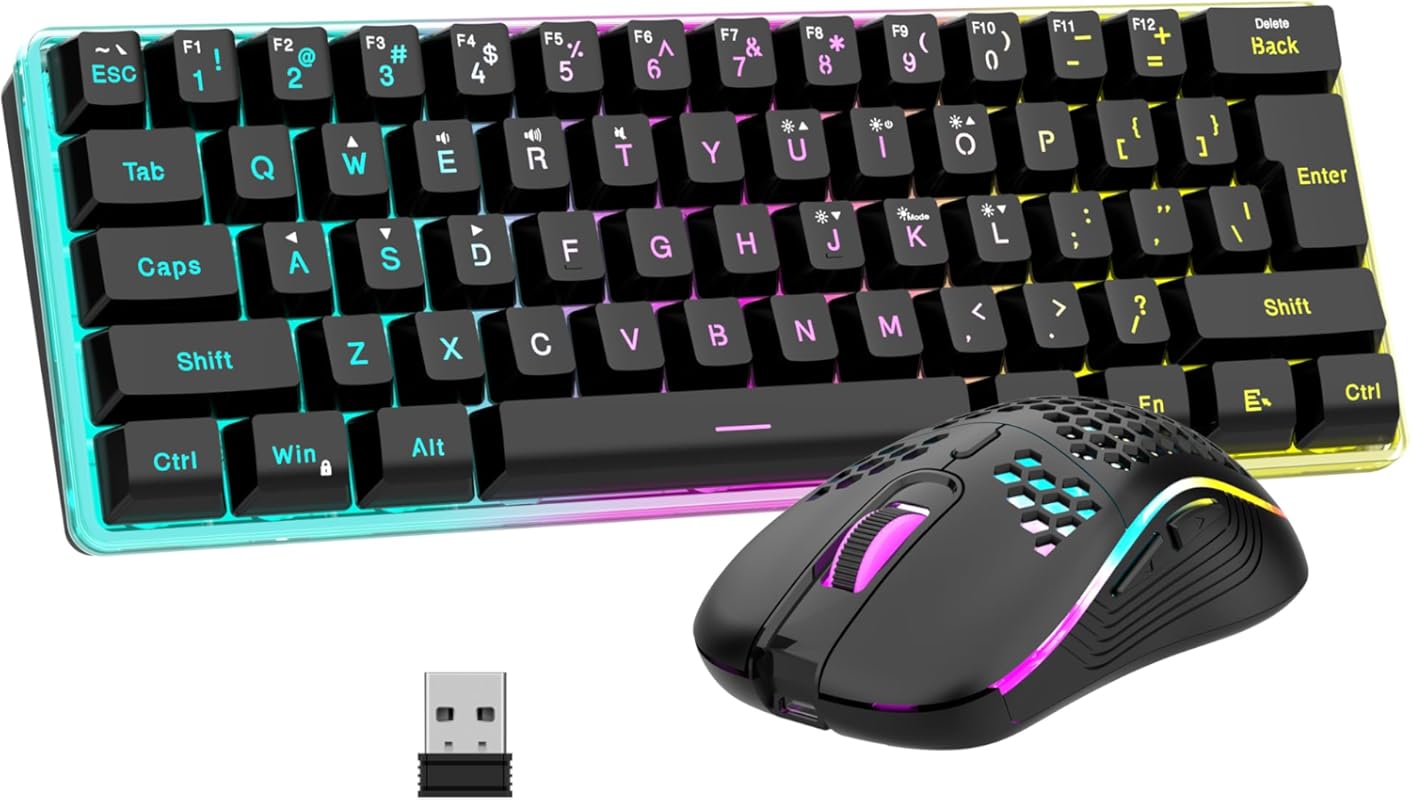 RedThunder 60% Wireless Gaming Keyboard and Mouse Combo with Rechargea
