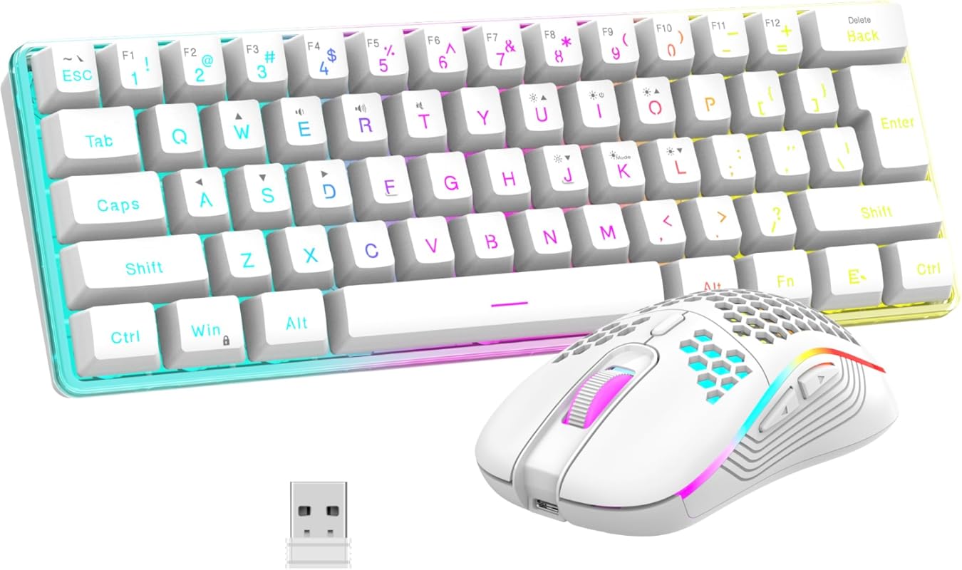 RedThunder 60% Wireless Gaming Keyboard and Mouse Combo with 2500mAh B