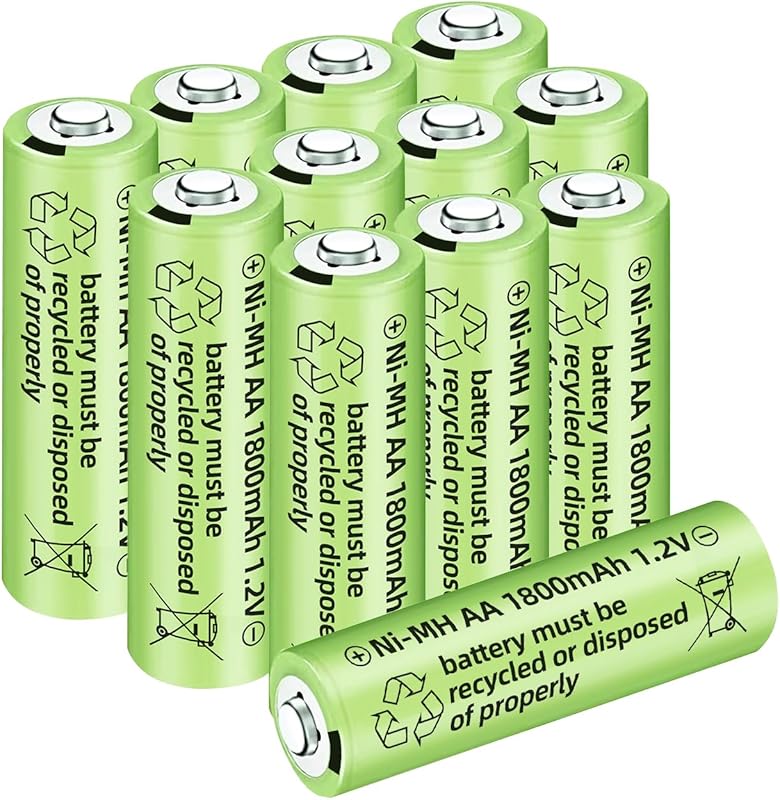 12-Pack 1.2V 1800mAh Ni-MH AA Rechargeable Batteries for Wireless Mics