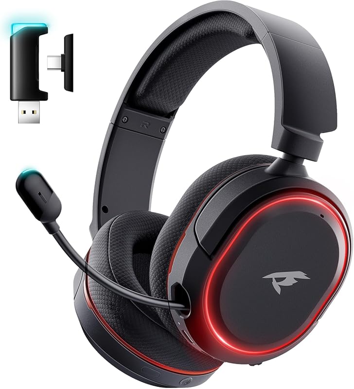 Wireless Gaming Headset 7.1, 2.4GHz USB/Bluetooth 5.4, 100-hour batter