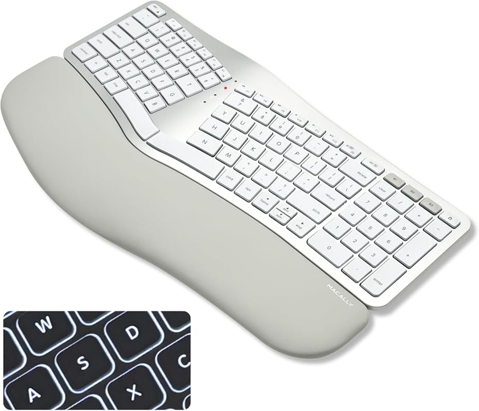Macally Bluetooth Ergonomic Split Keyboard with Carpal Tunnel Comfort,