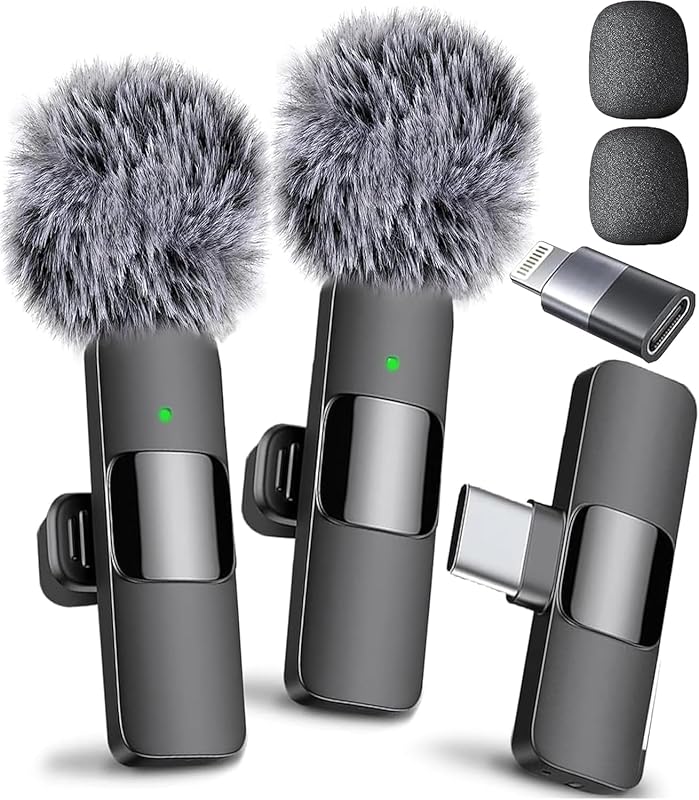 Mini Mic Pro Wireless Lavalier Mic 2-Pack for iPhone iPad Android USB-
