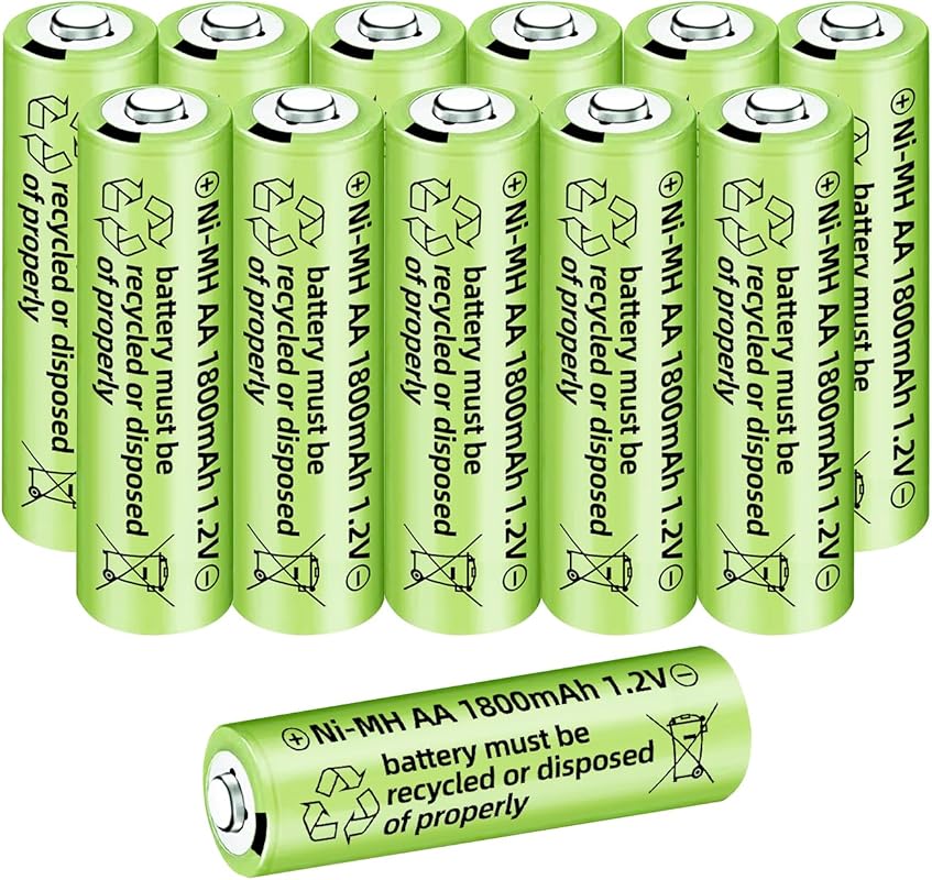 Sea Jump 12-Pack 1.2V 1800mAh Ni-MH AA Rechargeable Batteries for Wire