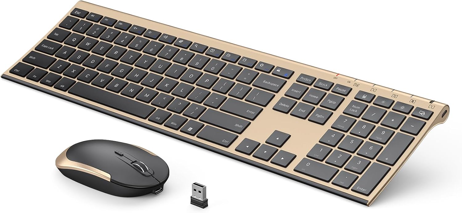 Vssoplor 2.4GHz Rechargeable Quiet Full-Size Wireless Combo with Nano 