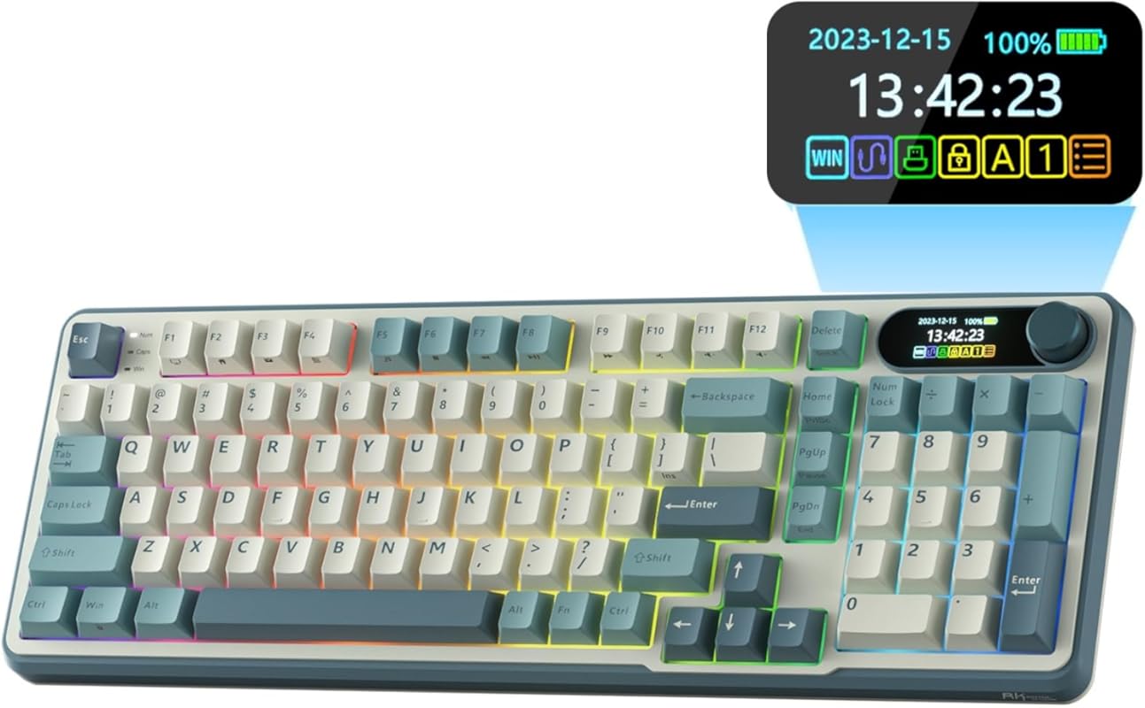 RK ROYAL KLUDGE S98 98-Key Wireless Mechanical Keyboard with Smart Dis