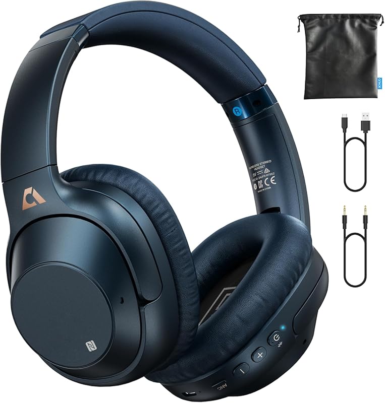 Bluetooth 5.2 Hybrid ANC Headphones for Airplane Travel with 90H Batte