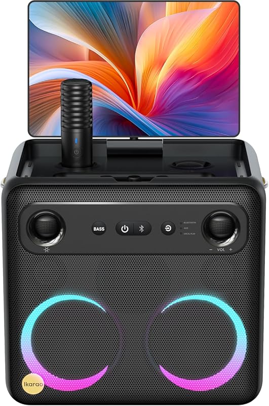 Ikarao Smart Karaoke Machine for Adults - with Lyrics Display, 32GB Ka