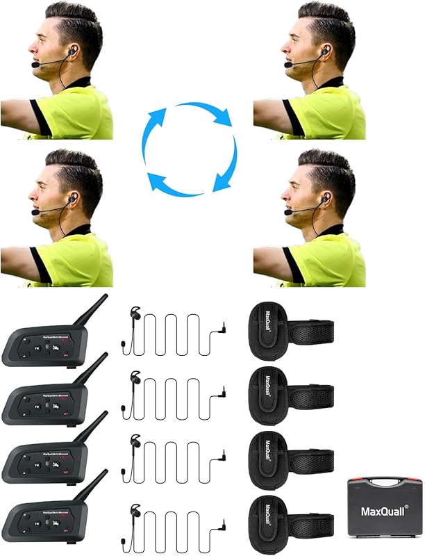 V4 Plus 4-Person Referee Headset System with Bluetooth, Built-in Pairi