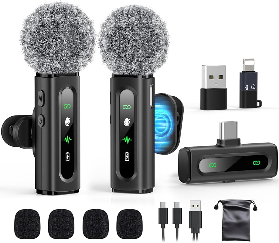 USB C Lavalier Mic for Android with Rotatable Clip and Denoise Recordi
