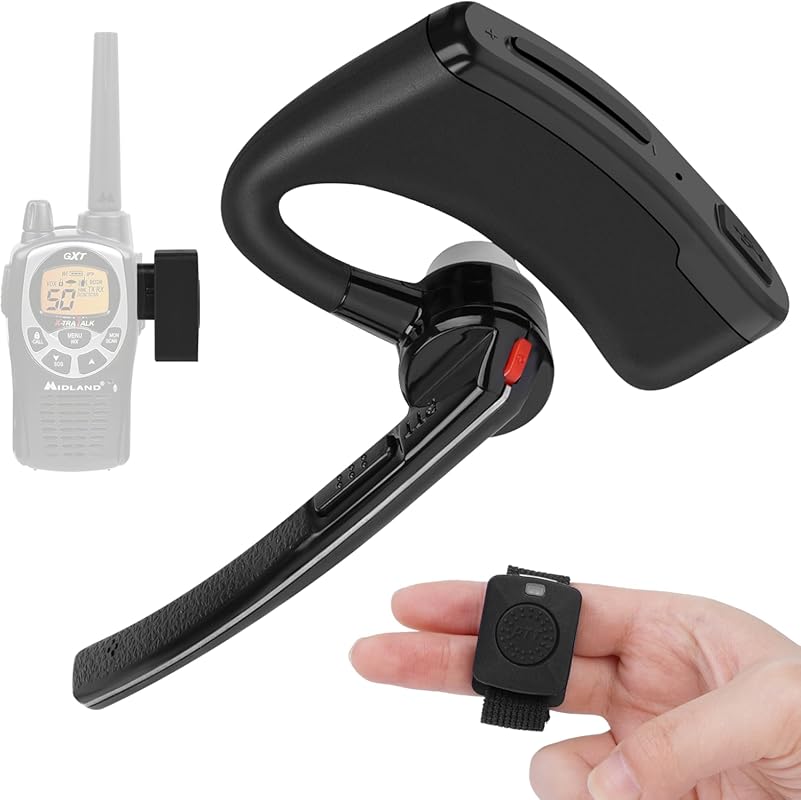 Bluetooth Wireless Walkie Talkie Headset Earpiece with Finger PTT for