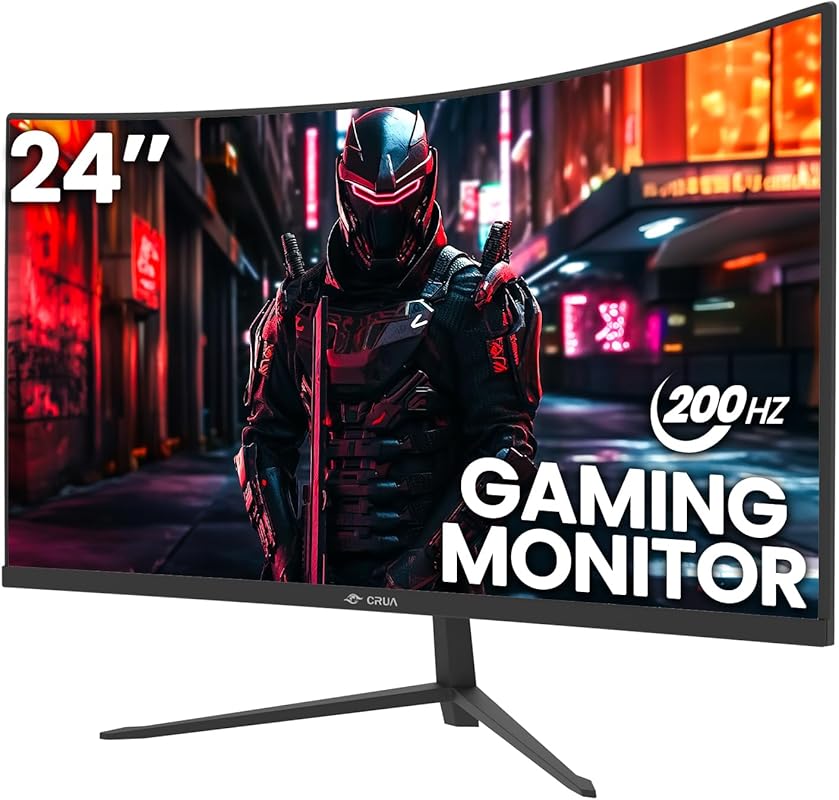 CRUA 24-Inch 200Hz/180Hz Curved FHD 1080P Gaming Monitor with AMD Free