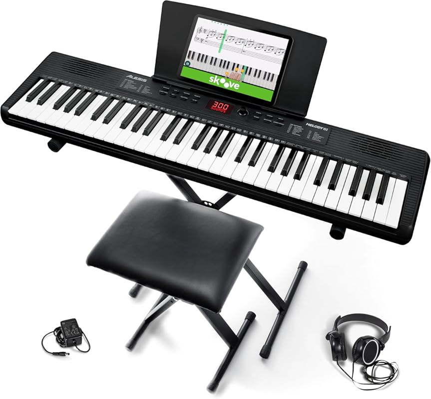 Beginner Alesis Melody 61 MK4 Keyboard with 61-key, Speakers, Stand, H