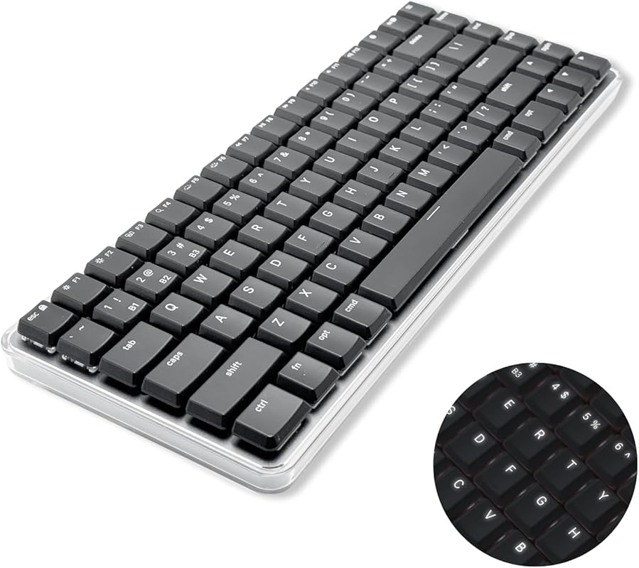 Macally Wireless Mechanical Keyboard for Mac - 75% Compact Bluetooth K