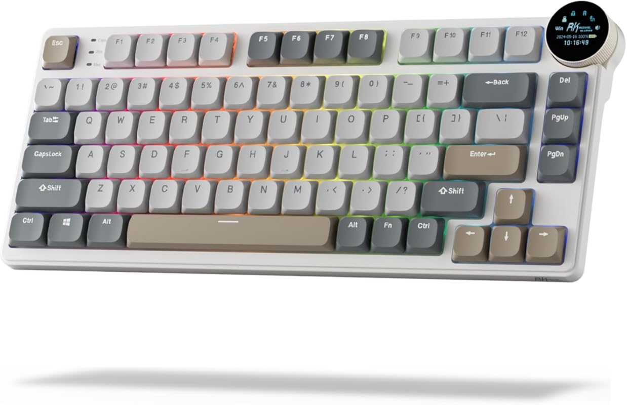 RK ROYAL KLUDGE N80 low-profile mechanical keyboard with smart display