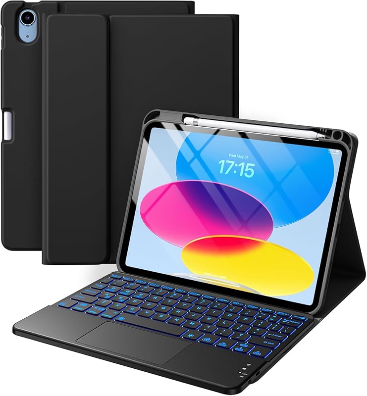 Harvopu iPad Keyboard Case for 11th & 10th Gen with 7-Color Backlit, M