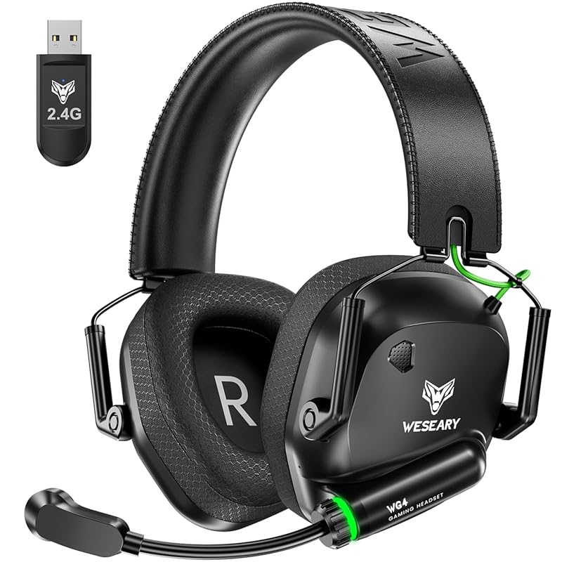 WESEARY Wireless Gaming Headset: 2.4GHz & Bluetooth 5.4, ENC mic, ultr