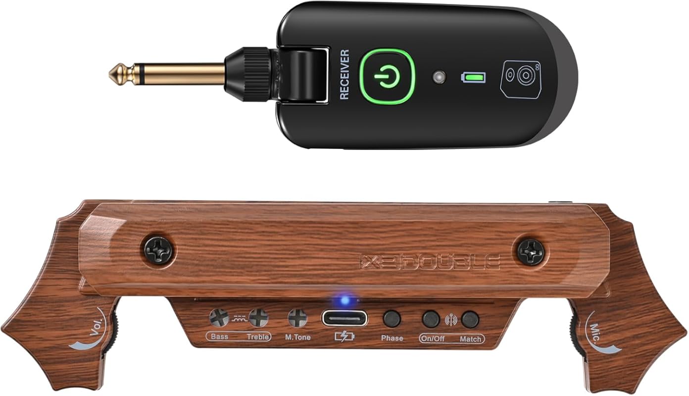 Wireless Rechargeable Acoustic Guitar Pickup: Magnetic and Microphone 