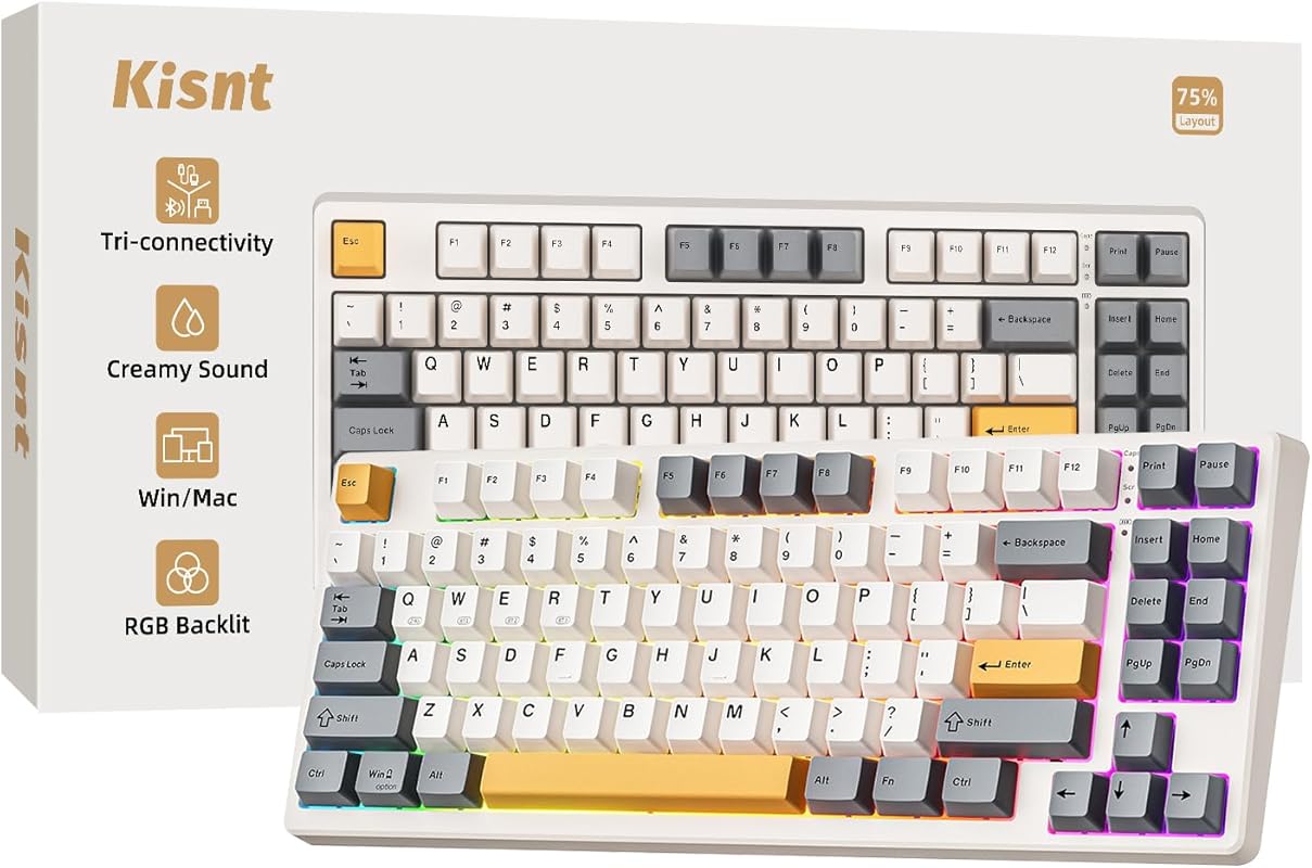 KN85 75% Wireless Mechanical Gaming Keyboard with RGB Backlit, Hot-Swa