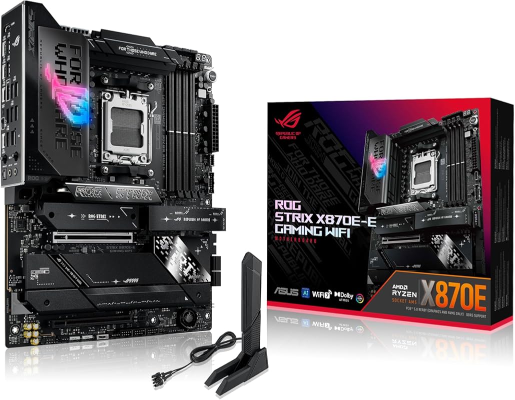 ASUS ROG Strix X870E-E AMD AM5 ATX Gaming Motherboard with DDR5, PCIe