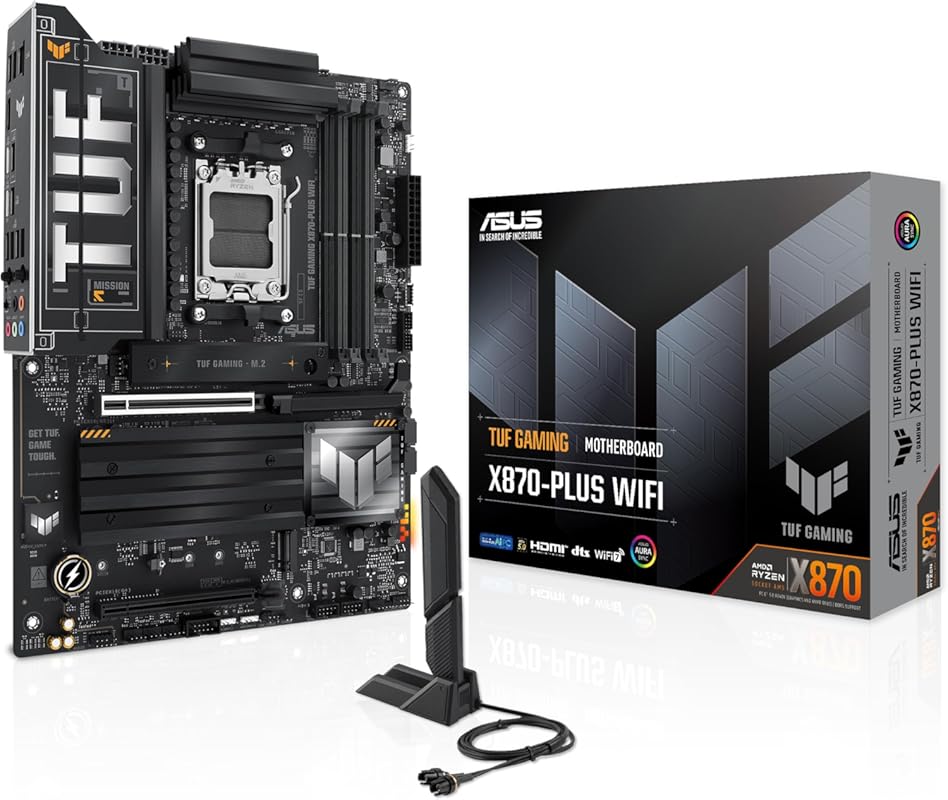 ASUS TUF Gaming X870-PLUS WiFi ATX AMD AM5 Motherboard with DDR5, PCIe