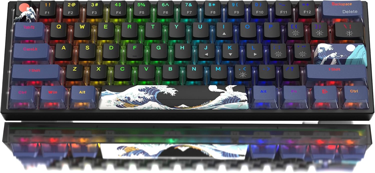 Womier WK61 V2 60% Mechanical Gaming Keyboard with Hot-Swappable RGB,