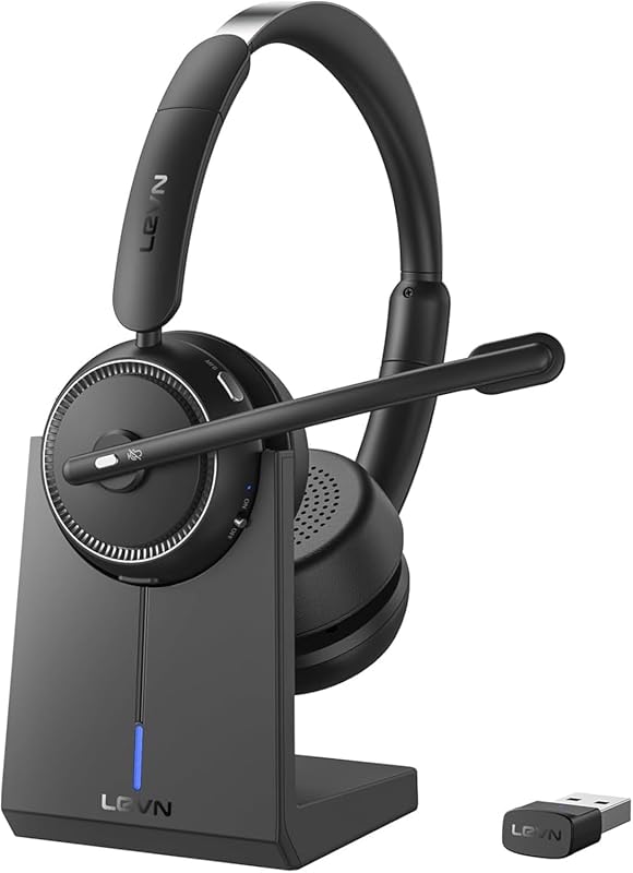 Wireless Headset with Mic: Bluetooth Noise Cancelling, Mute Button, fo
