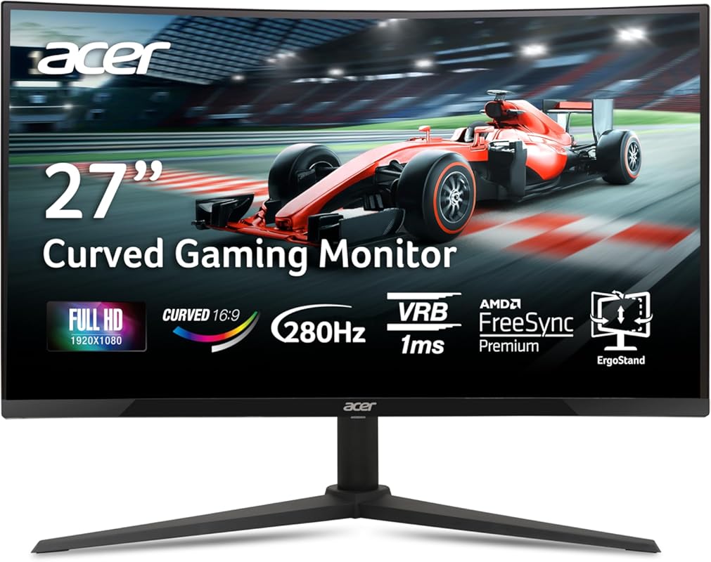 Acer Nitro XZ270 27-inch Curved Gaming Monitor: 280Hz, 1ms VRB, AMD Fr