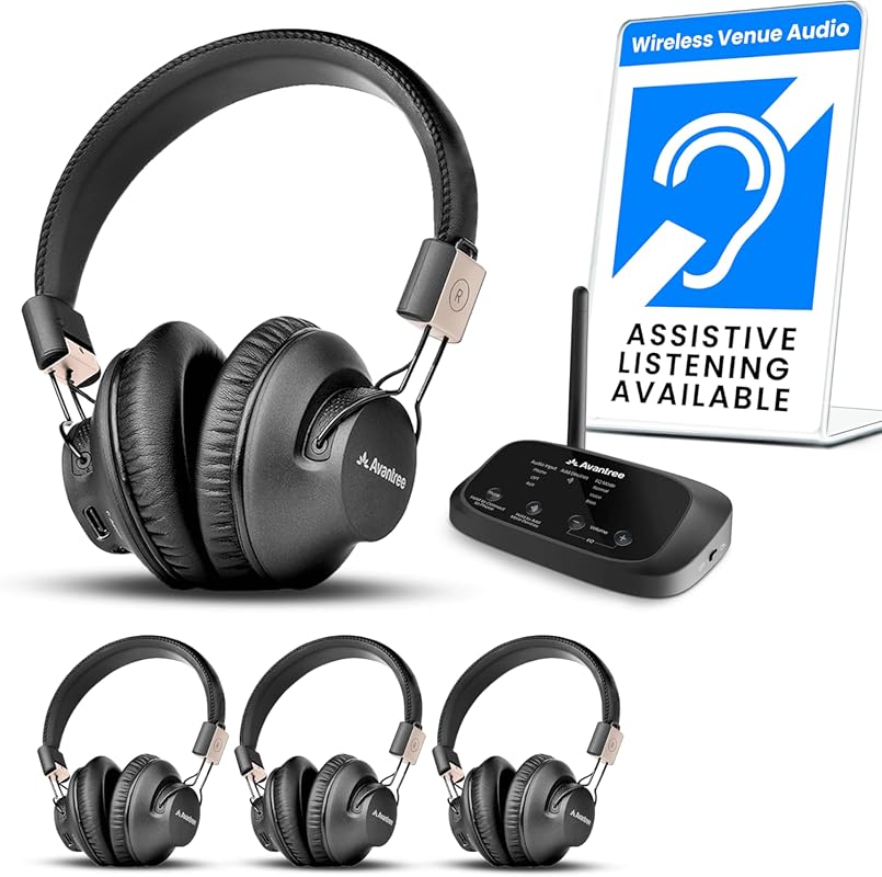 Avantree Quartet 2 Wireless Headphones & Transmitter for TV, Silent Di