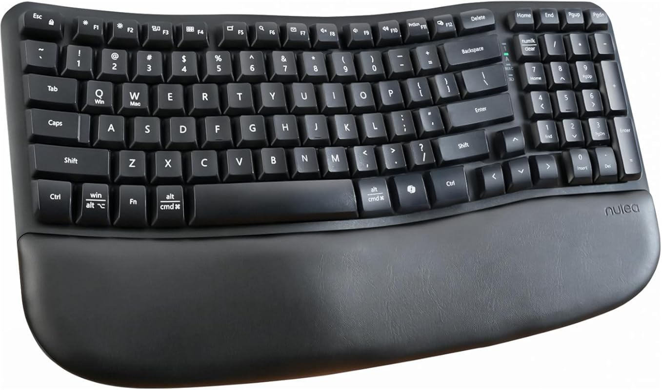 Nulea RT08 Wave Keys Wireless Ergonomic Keyboard with Cushioned Palm R