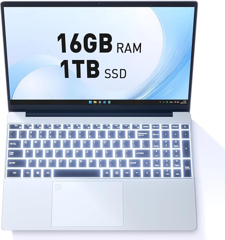 Business Laptop with 15.6-inch FHD Display, 4-Core Processor, 16GB RAM