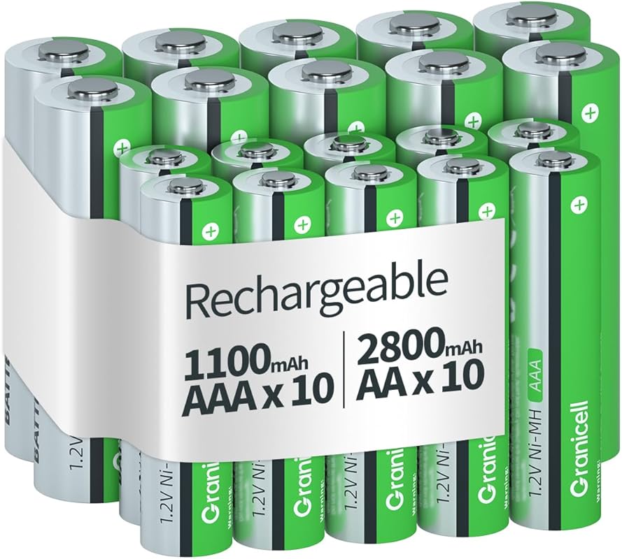 20-Set 2800mAh AA and 1100mAh AAA 1.2V NiMH Rechargeable Batteries, Lo