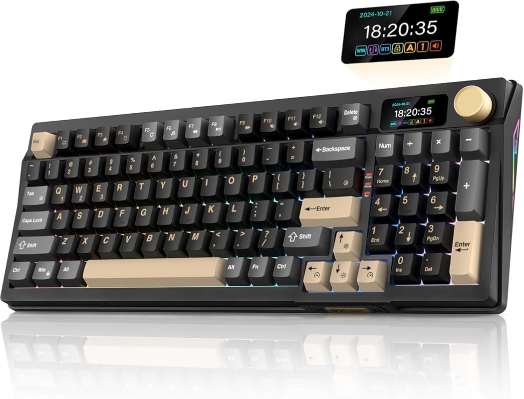 RedThunder K95 Wireless Mechanical Keyboard with TFT screen, knob, tri