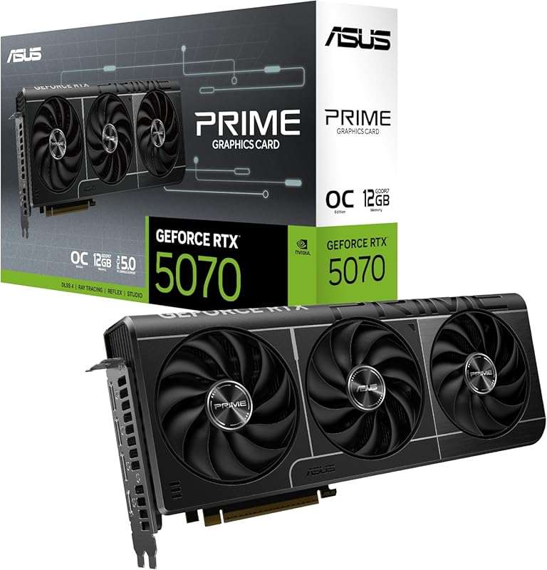ASUS SFF-Ready Prime RTX 5070 12GB GDDR7 OC GPU with PCIe 5.0, HDMI/DP