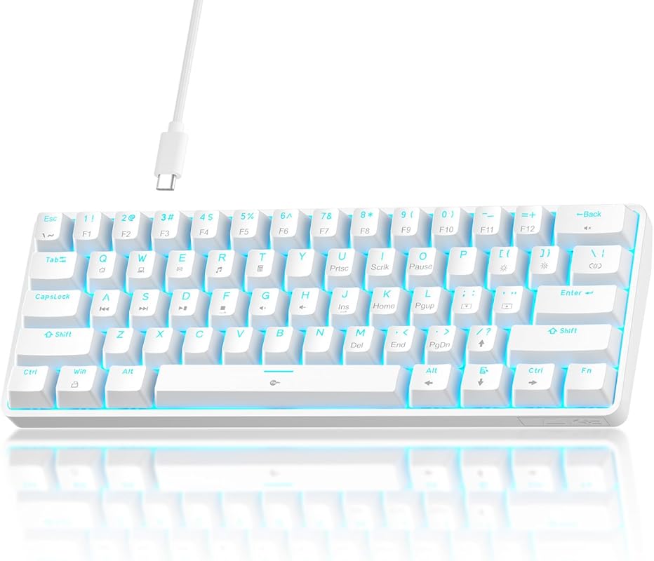 TMKB 60% Mechanical Gaming Keyboard with Red Linear Switches, LED Back