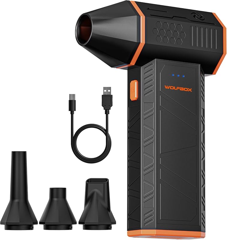 WOLFBOX MF50 Cordless Air Duster, 110000RPM, 3-Gear Adjustable, Fast C