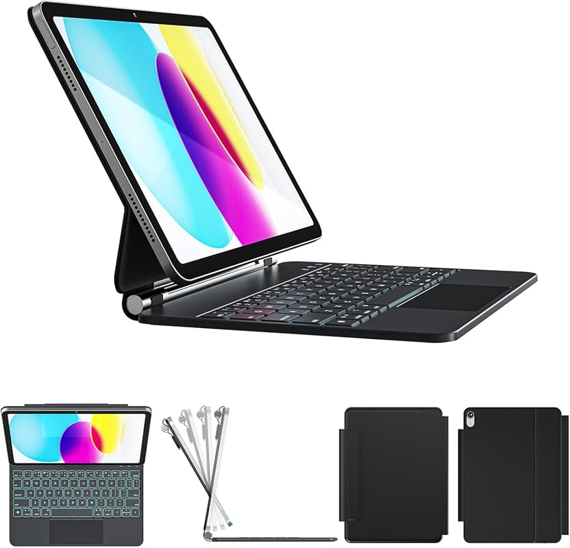 iPad 11th/10th Gen Keyboard Case with Springy Backlit Keys, Stain-Resi