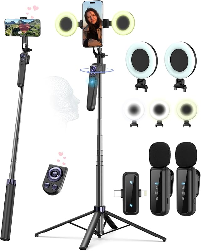Vlogging Kit for iPhone Android with Auto Face Tracking Tripod Light W