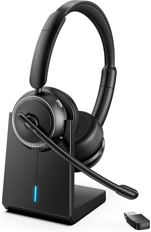 ANC & ENC Wireless Headset with Mic for PC Work, Bluetooth 5.4 Noise C
