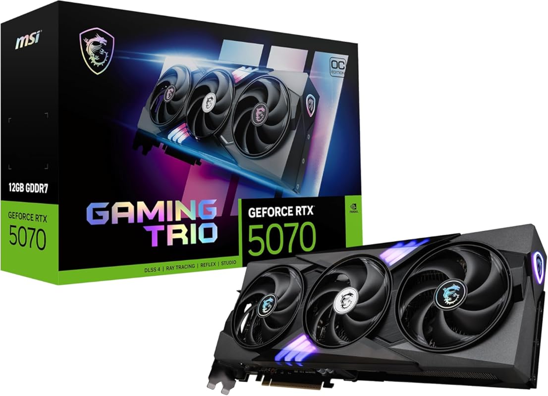 MSI RTX 5070 12G Gaming Trio OC Graphics Card with 12GB GDDR7, 192-Bit