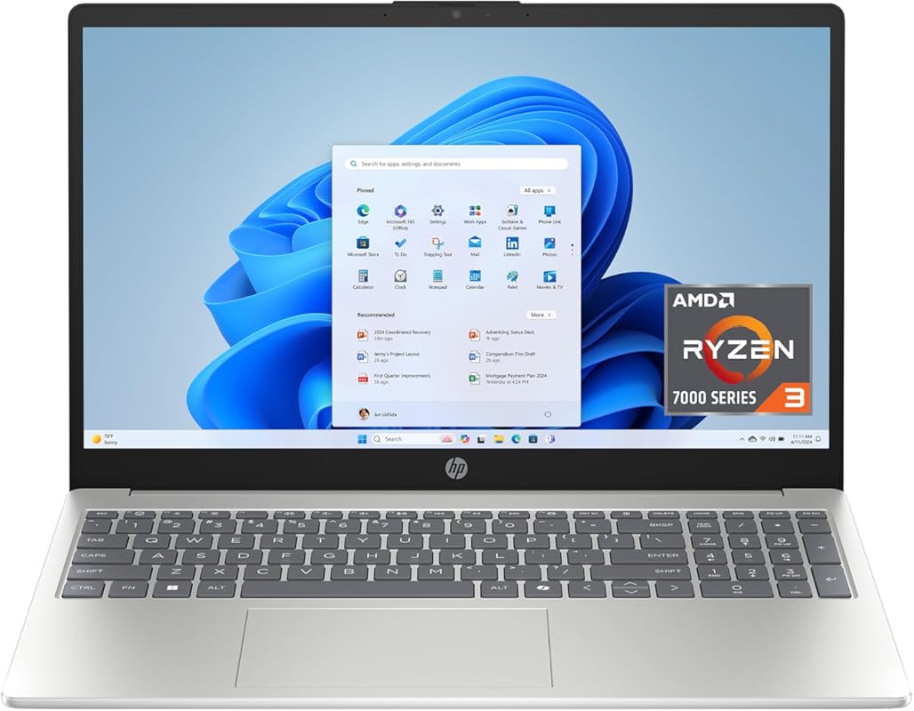 HP 15.6-inch touchscreen laptop: AMD Ryzen 3 7320U, 8GB RAM, 128GB SSD