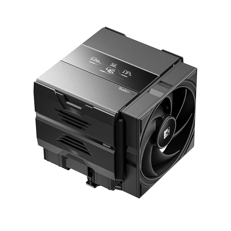 SK620V Digital Display Cooler 6 Heatpipes AM5 120mm FDB PWM Fans Quick