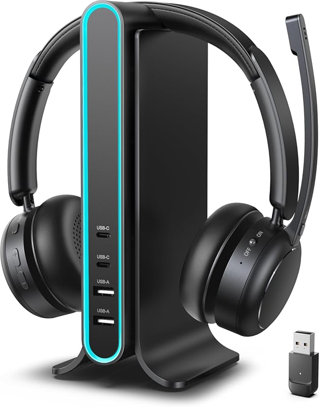Bluetooth V5.4 Wireless Headset with Microphone for Work: Qualcomm Chi