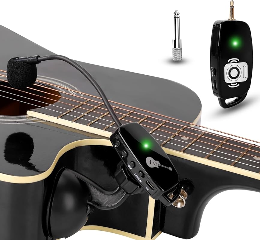 2.4G Wireless Clip-on Microphone System for Acoustic Guitar with Trans